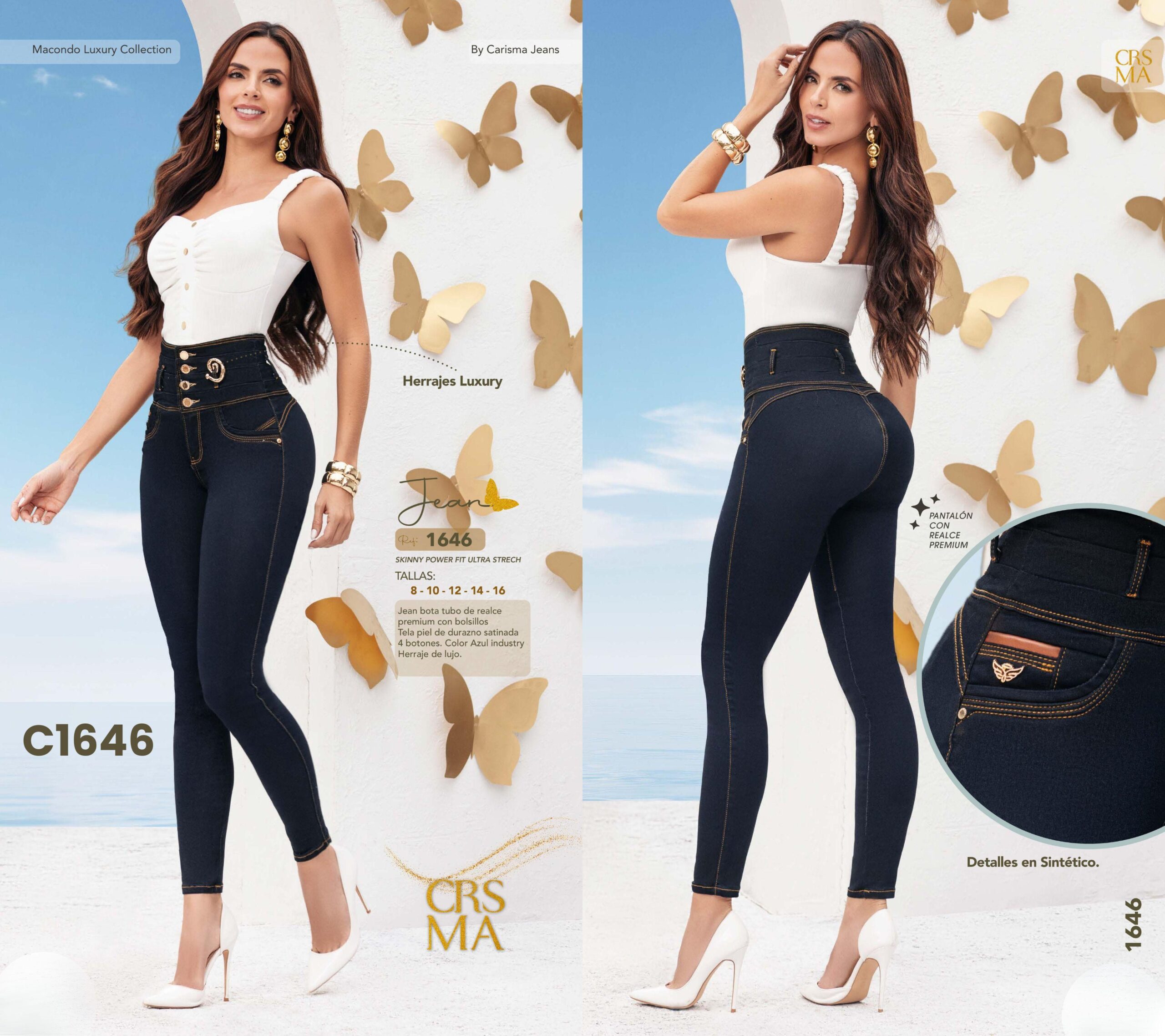 070 -C1646 Jean sin Bolsillos Push Up