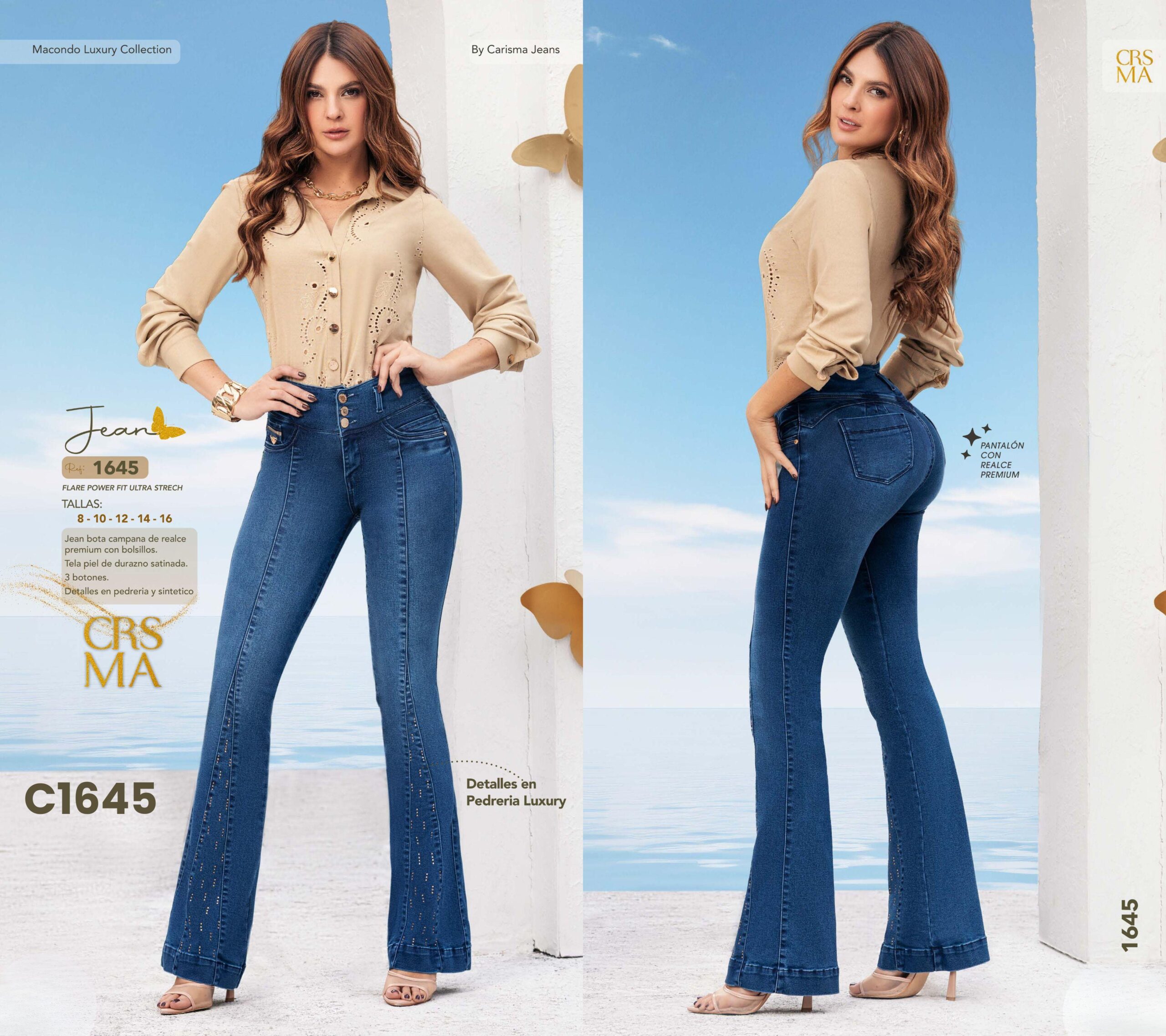 070 -C1645 Jeans con Bolsillos Push Up
